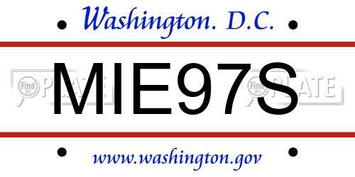 MIE97S District Of Columbia License Plate