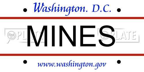 MINES District Of Columbia License Plate