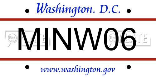MINW06 District Of Columbia License Plate