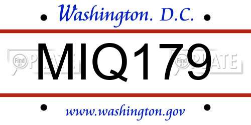 MIQ179 District Of Columbia License Plate