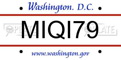 MIQI79 District Of Columbia License Plate