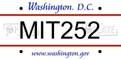 MIT252 District Of Columbia License Plate