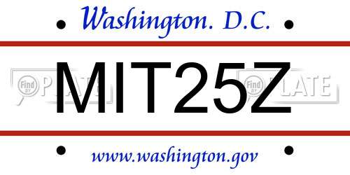 MIT25Z District Of Columbia License Plate