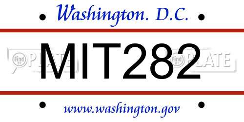 MIT282 District Of Columbia License Plate