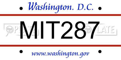 MIT287 District Of Columbia License Plate