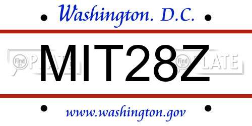 MIT28Z District Of Columbia License Plate