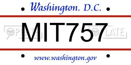 MIT757 District Of Columbia License Plate