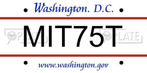 MIT75T District Of Columbia License Plate