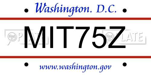 MIT75Z District Of Columbia License Plate