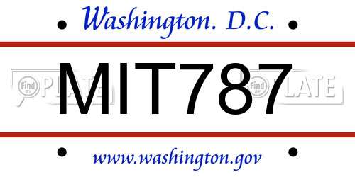 MIT787 District Of Columbia License Plate