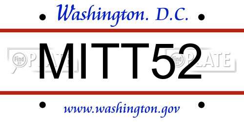 MITT52 District Of Columbia License Plate