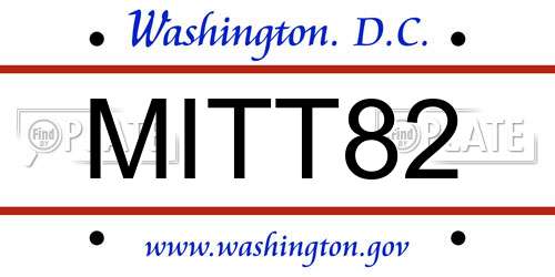 MITT82 District Of Columbia License Plate