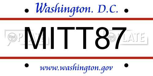 MITT87 District Of Columbia License Plate