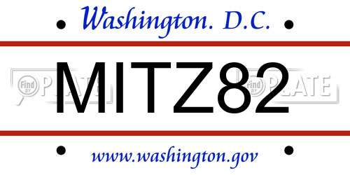 MITZ82 District Of Columbia License Plate