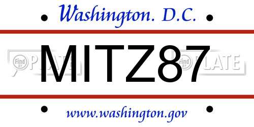 MITZ87 District Of Columbia License Plate