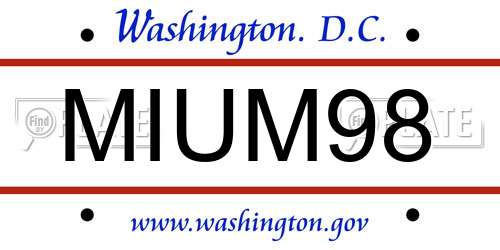 MIUM98 District Of Columbia License Plate