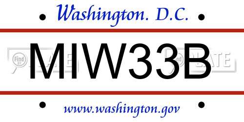 MIW33B District Of Columbia License Plate