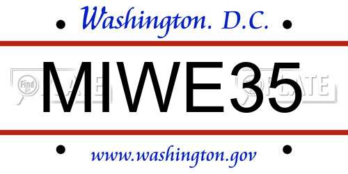 MIWE35 District Of Columbia License Plate