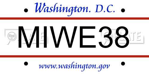 MIWE38 District Of Columbia License Plate