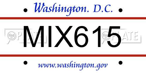 MIX615 District Of Columbia License Plate
