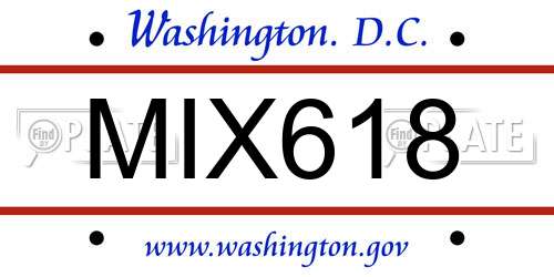 MIX618 District Of Columbia License Plate