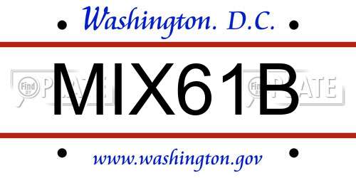 MIX61B District Of Columbia License Plate