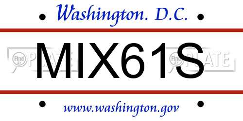 MIX61S District Of Columbia License Plate