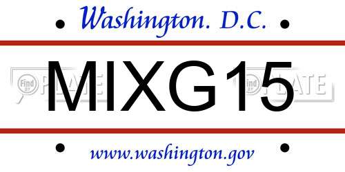 MIXG15 District Of Columbia License Plate