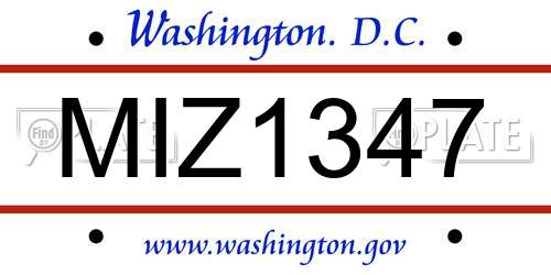 MIZ1347 District Of Columbia License Plate