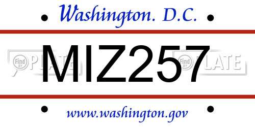 MIZ257 District Of Columbia License Plate