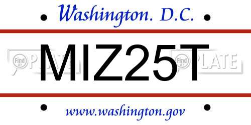 MIZ25T District Of Columbia License Plate