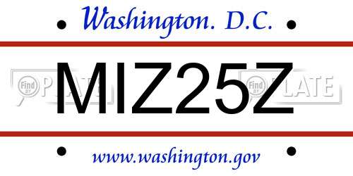 MIZ25Z District Of Columbia License Plate