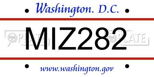 MIZ282 District Of Columbia License Plate