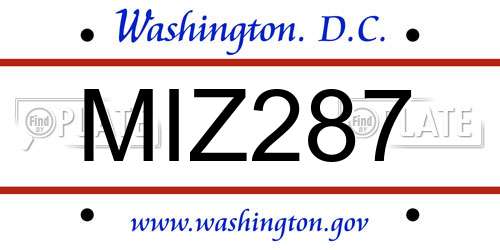 MIZ287 District Of Columbia License Plate