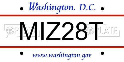 MIZ28T District Of Columbia License Plate