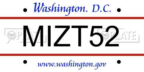 MIZT52 District Of Columbia License Plate