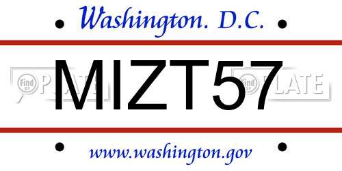 MIZT57 District Of Columbia License Plate