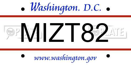 MIZT82 District Of Columbia License Plate