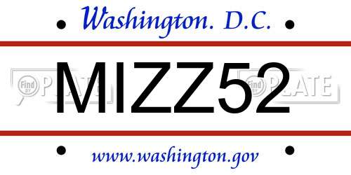 MIZZ52 District Of Columbia License Plate