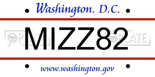 MIZZ82 District Of Columbia License Plate