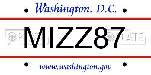 MIZZ87 District Of Columbia License Plate