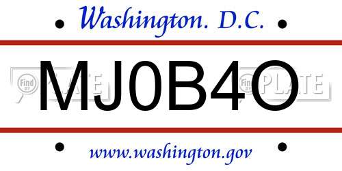 MJ0B4O District Of Columbia License Plate