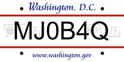 MJ0B4Q District Of Columbia License Plate