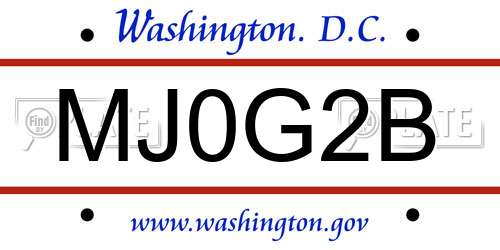 MJ0G2B District Of Columbia License Plate