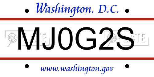 MJ0G2S District Of Columbia License Plate