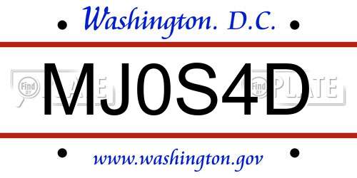 MJ0S4D District Of Columbia License Plate
