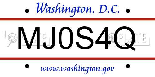 MJ0S4Q District Of Columbia License Plate