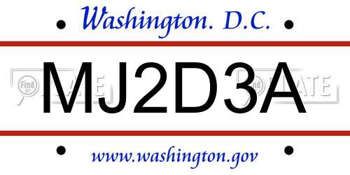 MJ2D3A District Of Columbia License Plate