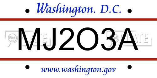 MJ2O3A District Of Columbia License Plate