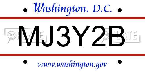 MJ3Y2B District Of Columbia License Plate